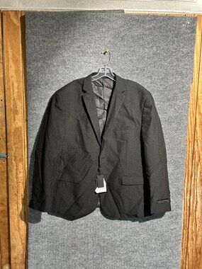 Braveman Suit Jacket Blazer Mens 52R Black Two Button Notch Lapel Formal